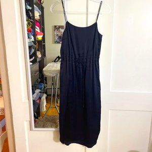 DKNY Spaghetti Strap Satin Midi Dress in Navy - Size XS